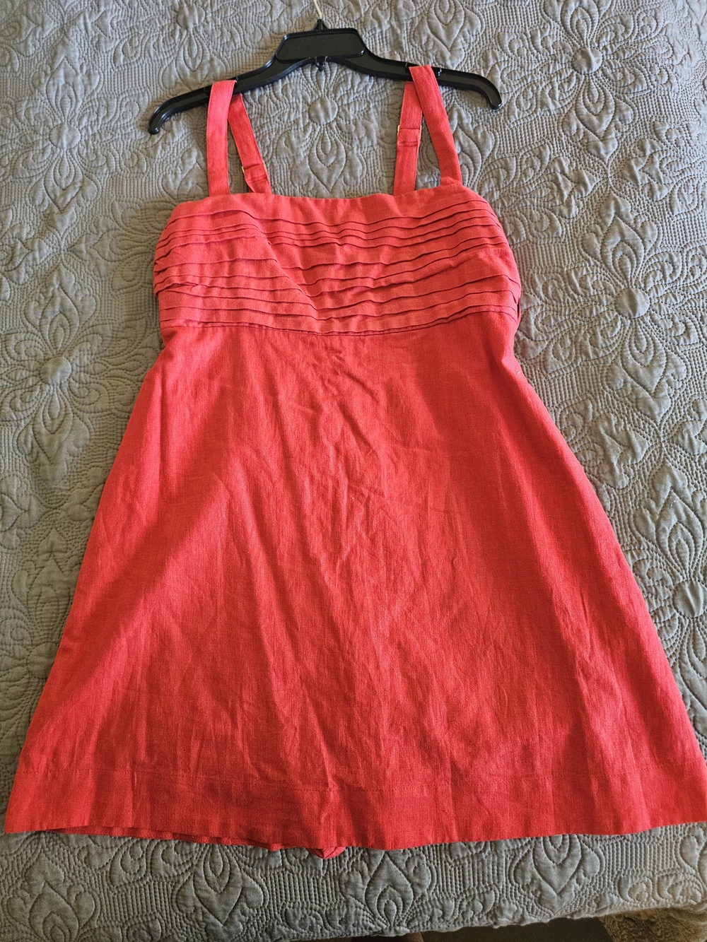 Abercrombie & Fitch Coral Pink Pleated-Bodice Mini Dress